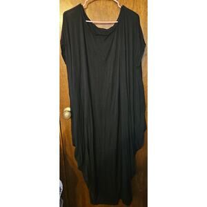 Verdusa Women's XL+ Black Boatneck Dolman Sleeve Draped Harem Kaftan Maxi Dress